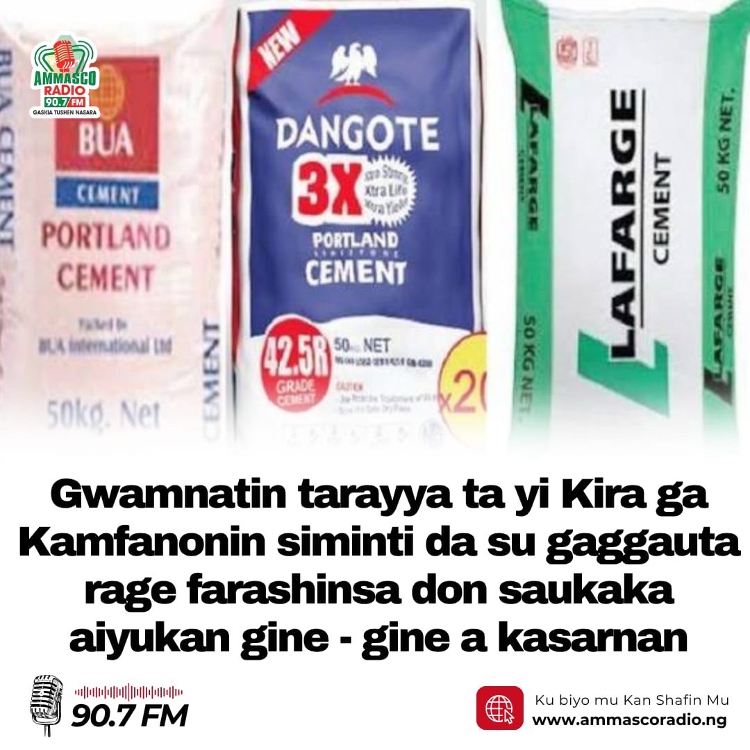Ku sauko da farashin siminti don saukaka gine gine a najeriya- FG